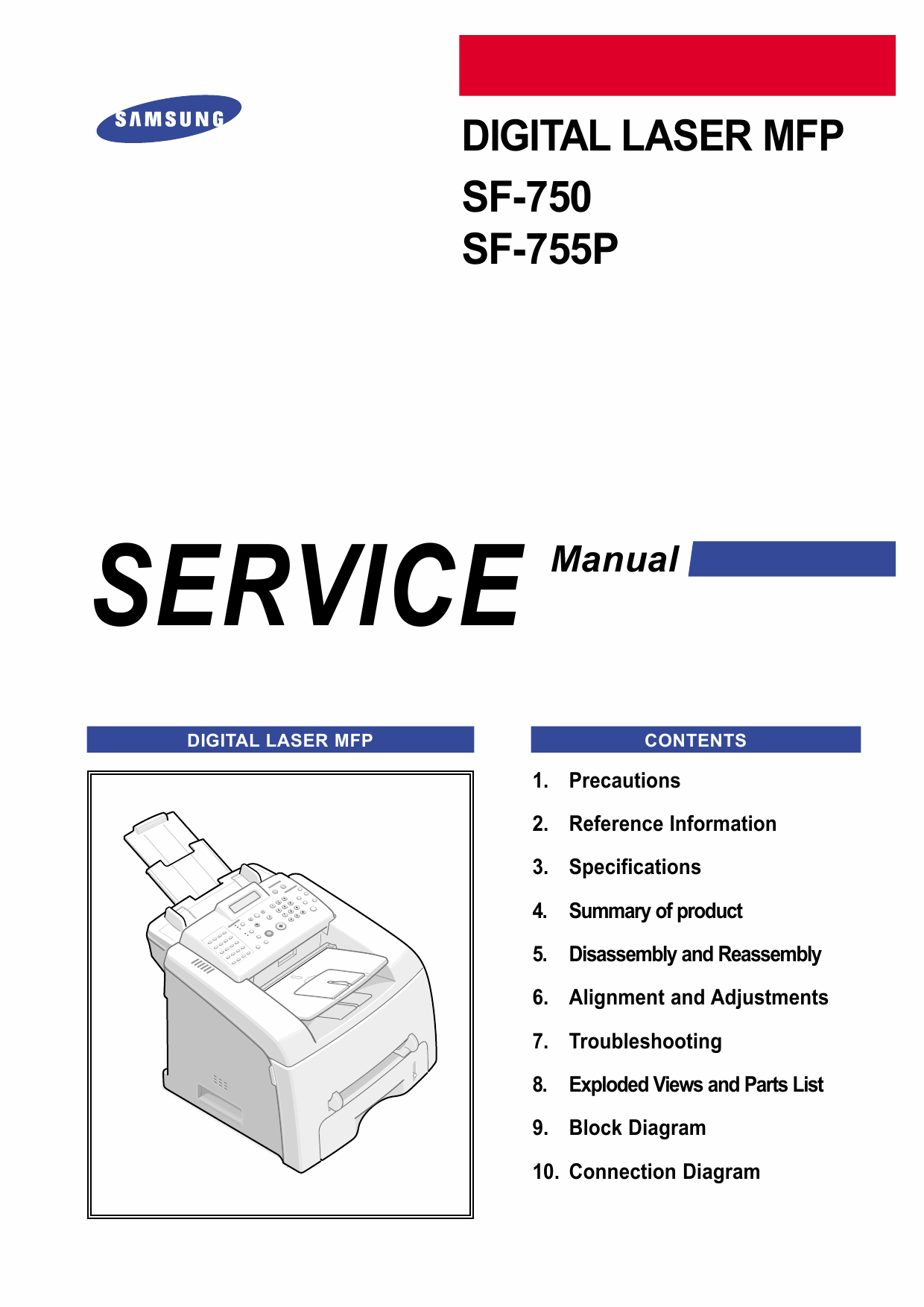 Samsung Digital-Laser-MFP SF-750 755P Parts and Service Manual-1